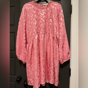 Pink Textured Stine Goya Drop Waist Dress Large NWOT
